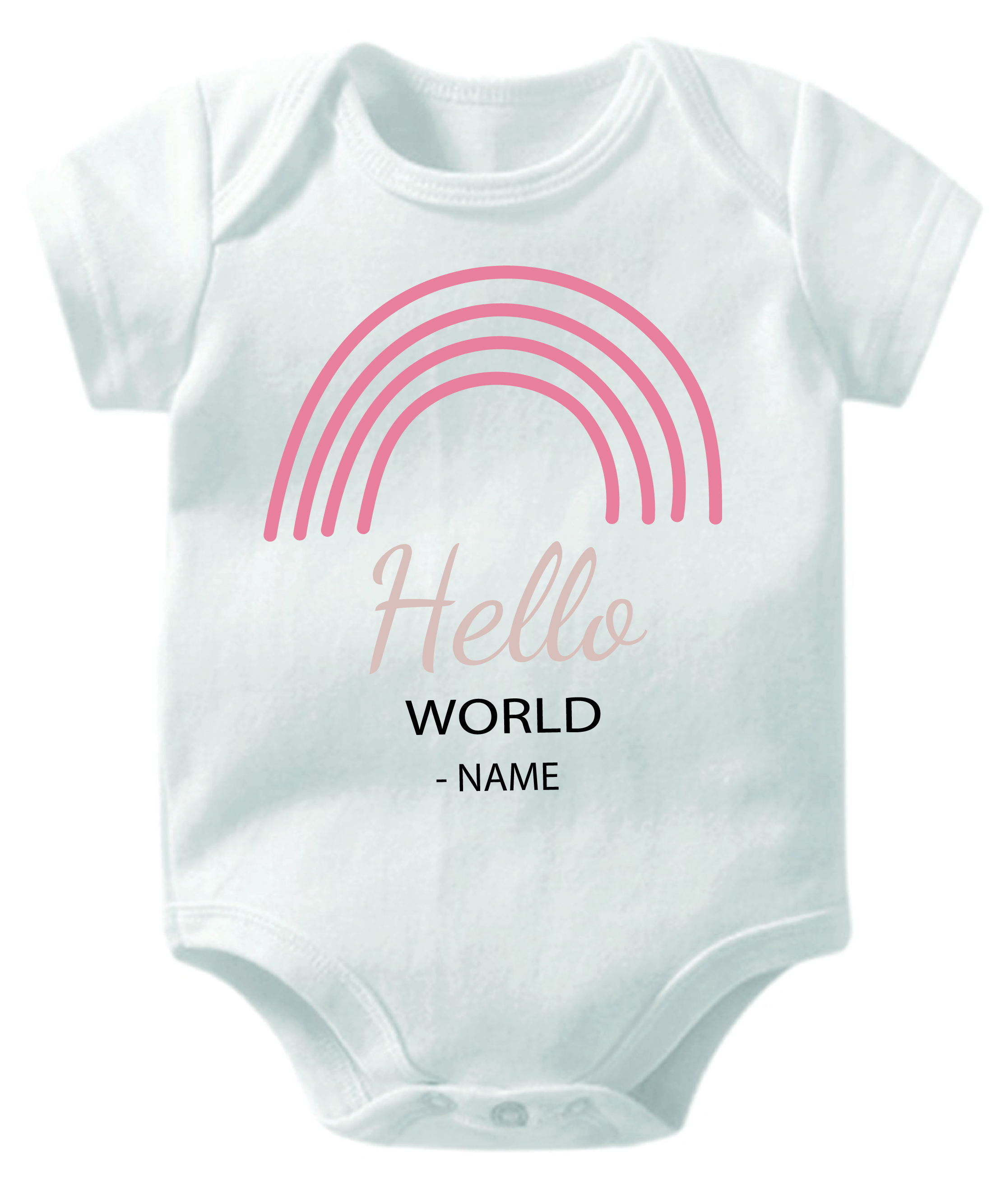 Personalised Hello World White Unisex Baby Romper